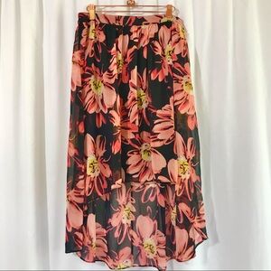 Worthington Floral Daisy High Low Skirt